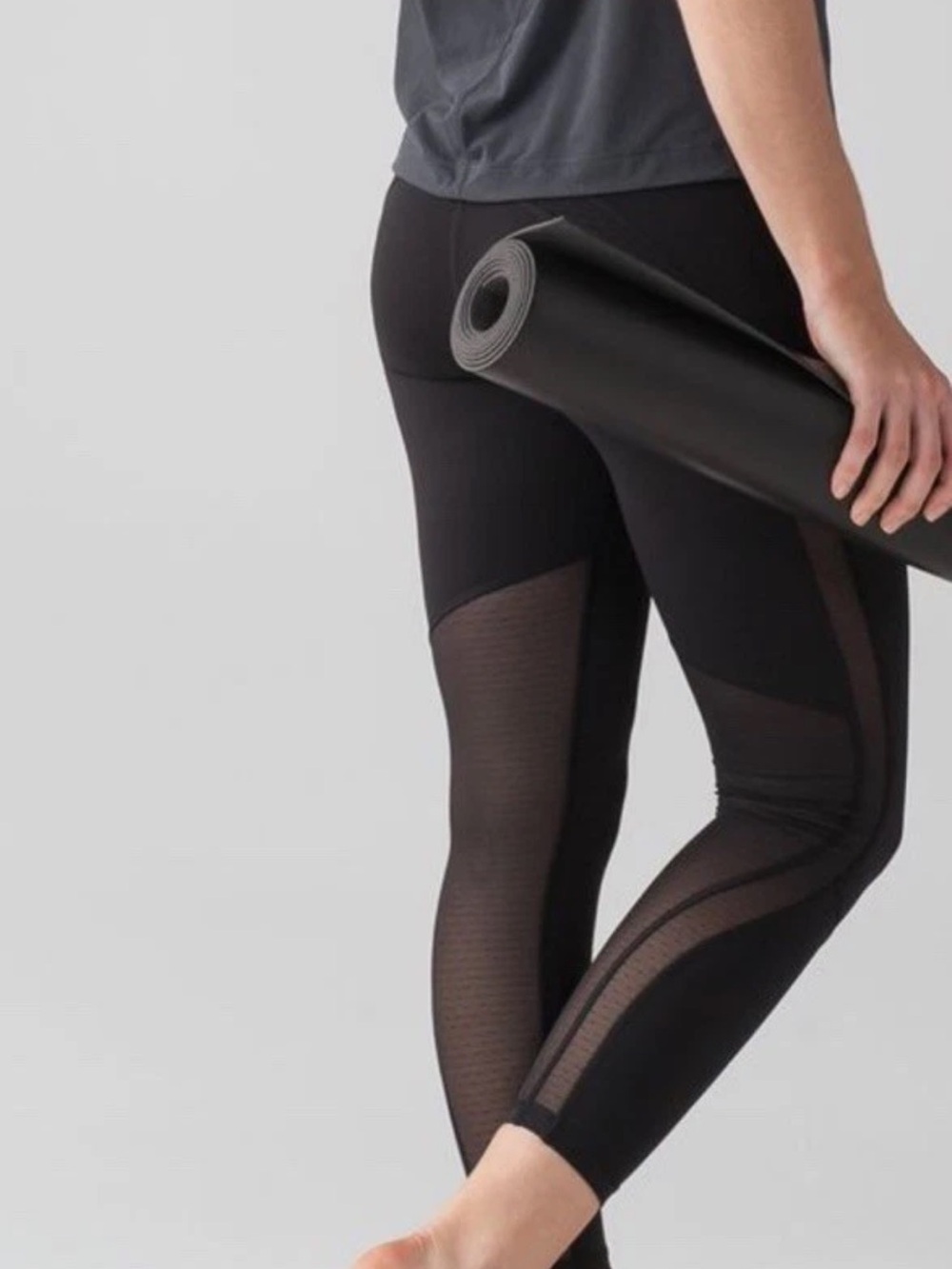 lululemon athletica Black Mesh Revitalize tight High Rise Ankle yoga 4